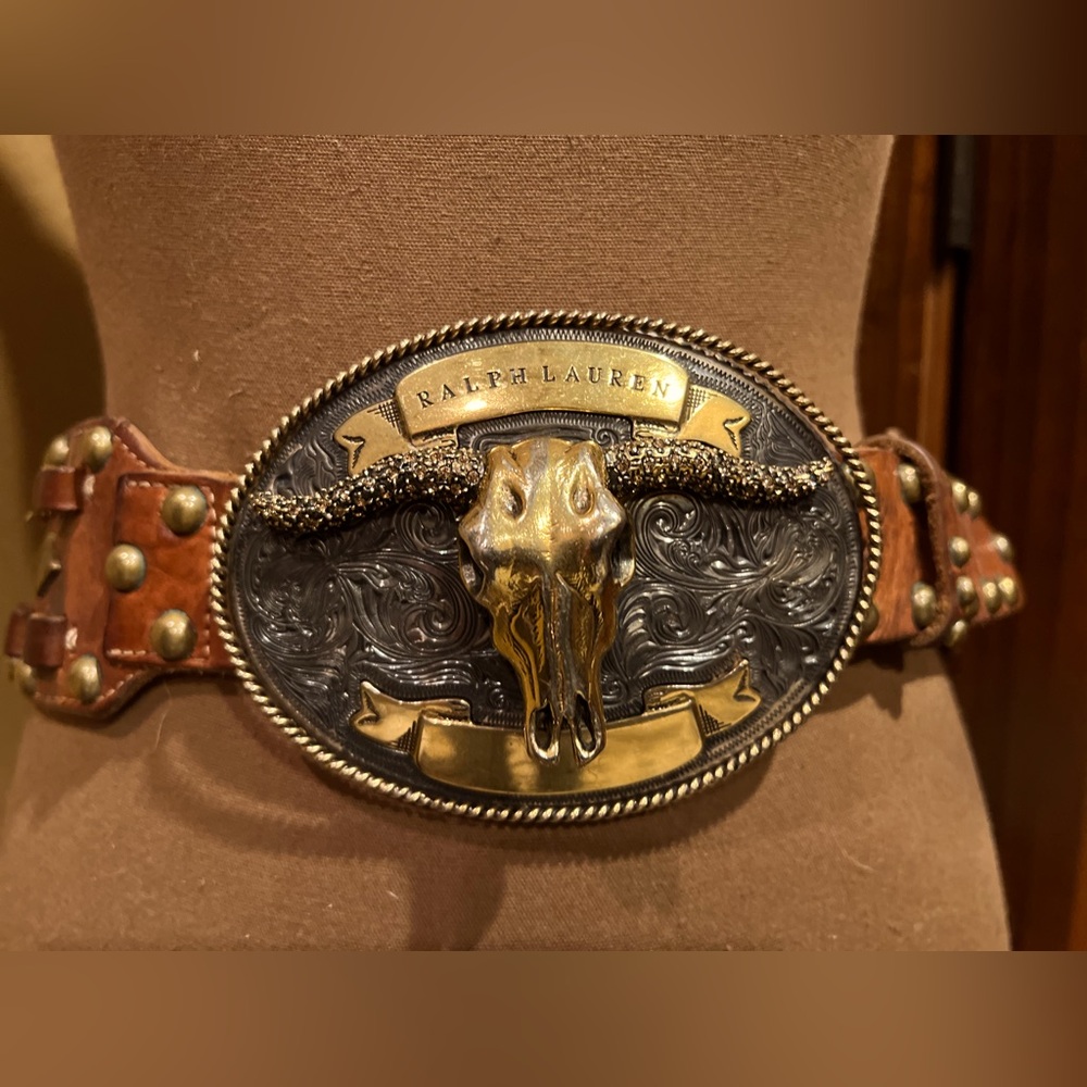 SOLD Ralph Lauren Collection Purple Label Longhorn Belt Size S
